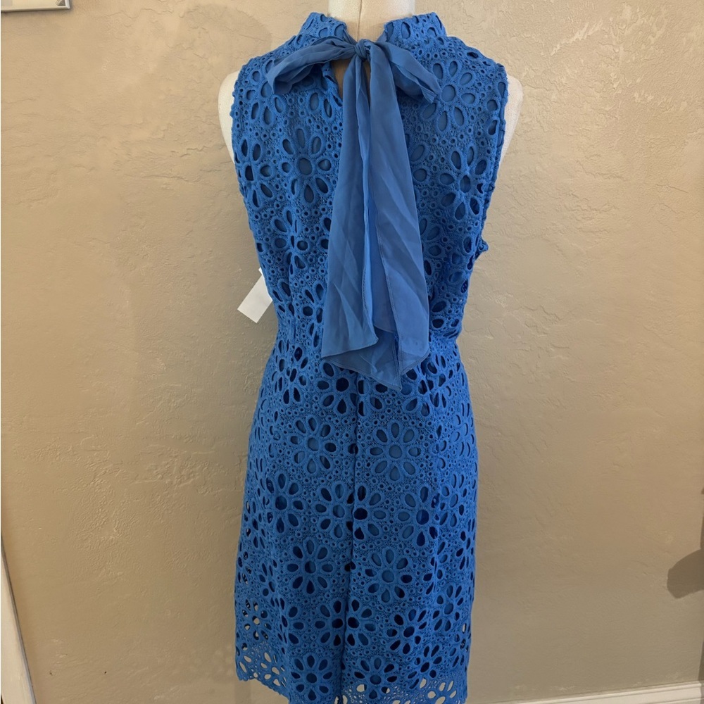 Blue Eyelet Floral Shift Dress Signature by Bobbie Bee Sz 14 NWT - Picture 7 of 10